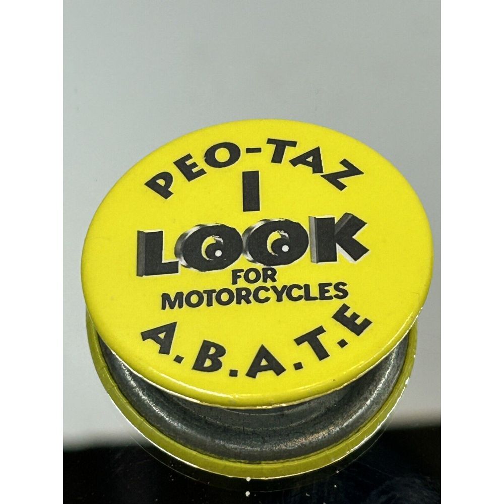 Vtg‎ A.B.A.T.E I Look For Motorcycles PEO-TAZ Metal Pin